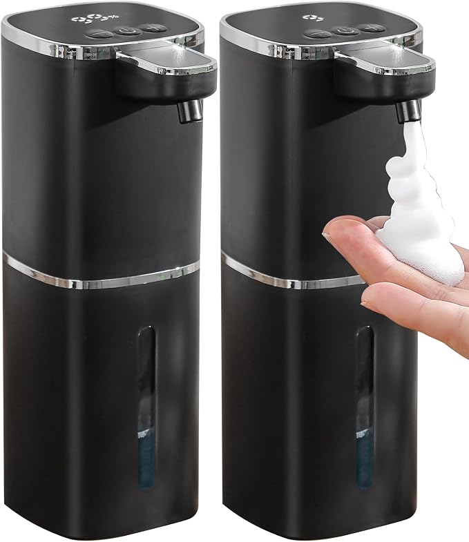 2 Pack Automatic Foaming Soap Dispenser, 12.8oz Rechargeable, Adjustable Foam by DODOMEKIA