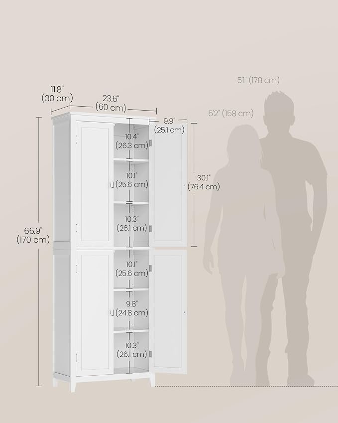 VASAGLE Floor Storage Cabinet, Freestanding Storage Unit - Image 2