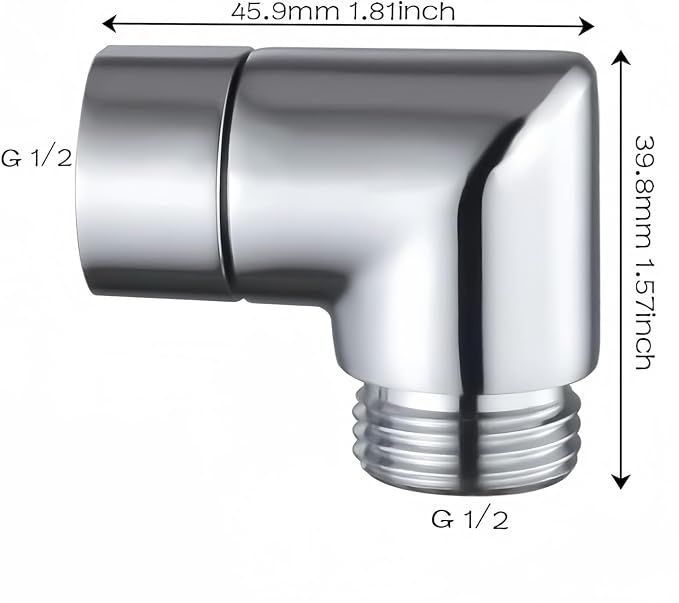 Totalize Solid Brass 90 Degree Shower Elbow Adapter, G1/2" Shower Head - Image 6