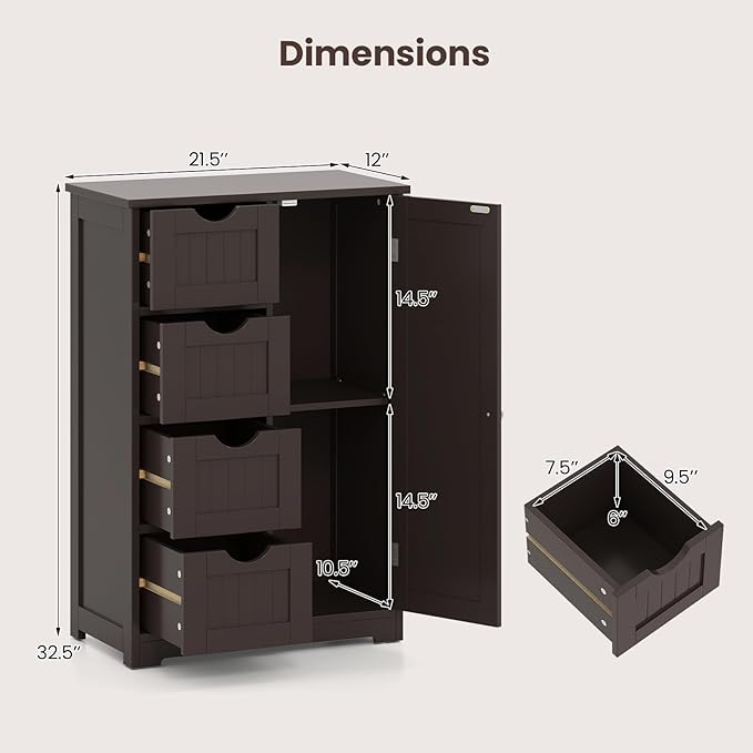 Giantex Bathroom Storage Cabinet - Image 3