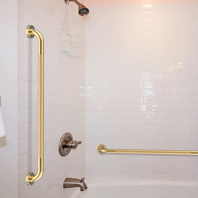 36 Inch Anti Slip Shower Grab Gold, Munzong Bathroom Grab Bar, Knurled Bathroom - Image 5