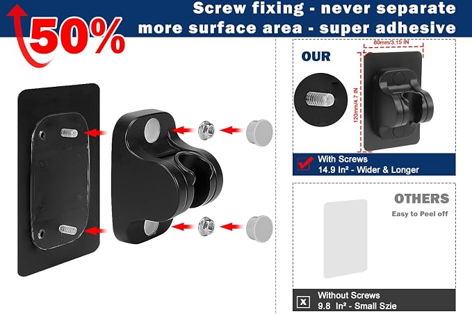 NearMoon Self Adhesive Shower Head Holder-Adjustable Handheld Shower Holder NO - Image 5