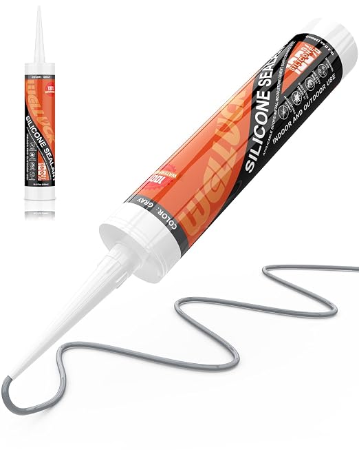 WELLUCK Grey Silicone Caulk, 100% Waterproof Silicone Sealant Adhesive Caulking by WELLUCK