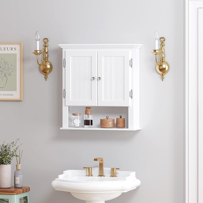 UTEX Bathroom Cabinet Wall Mounted, Wood Hanging Cabinet, Wall Cabinets - Image 2