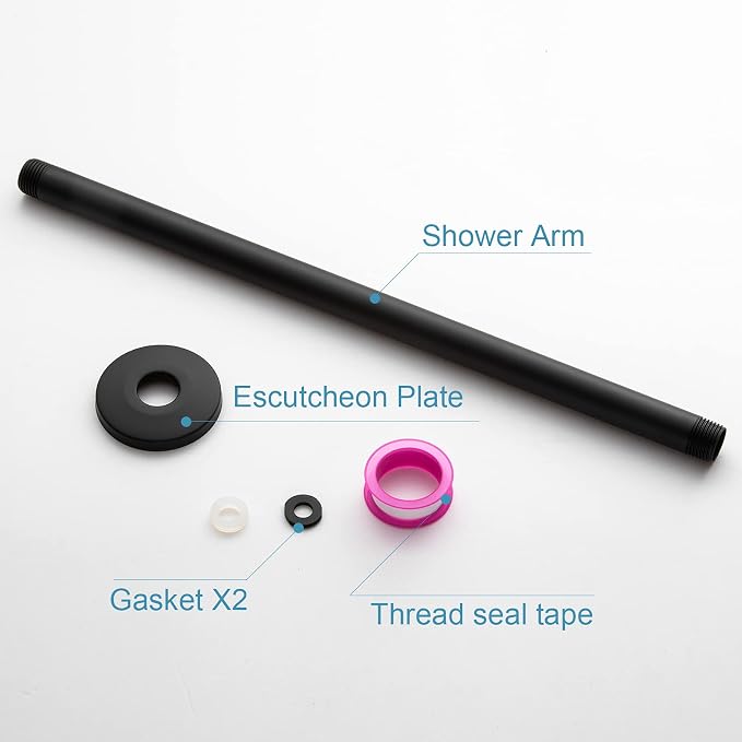 OFFO Shower Arm with Flange, 16 in Ceiling Mount Replacement Rain Shower Head - Image 5