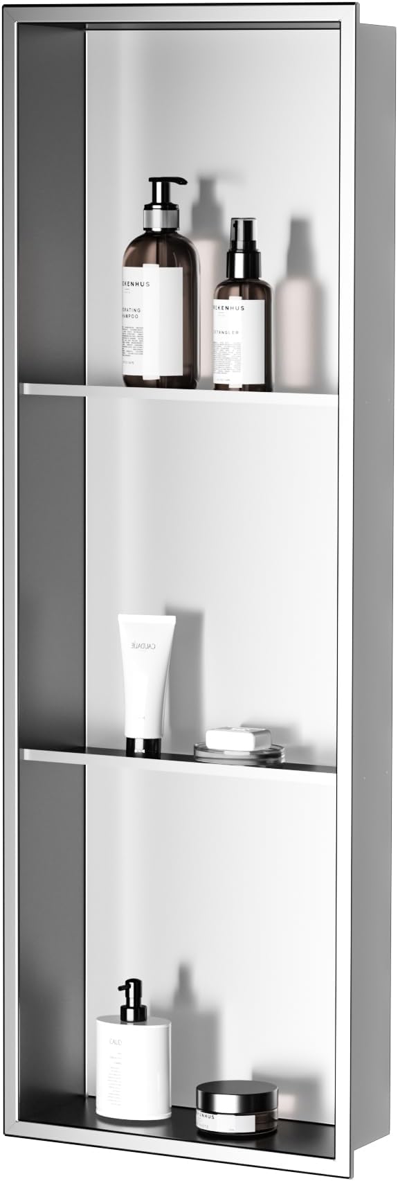 Neodrain12X36 Inch Shower Niche, Brushed 3-Tier Stainless Niches No Tile Needed - Image 9