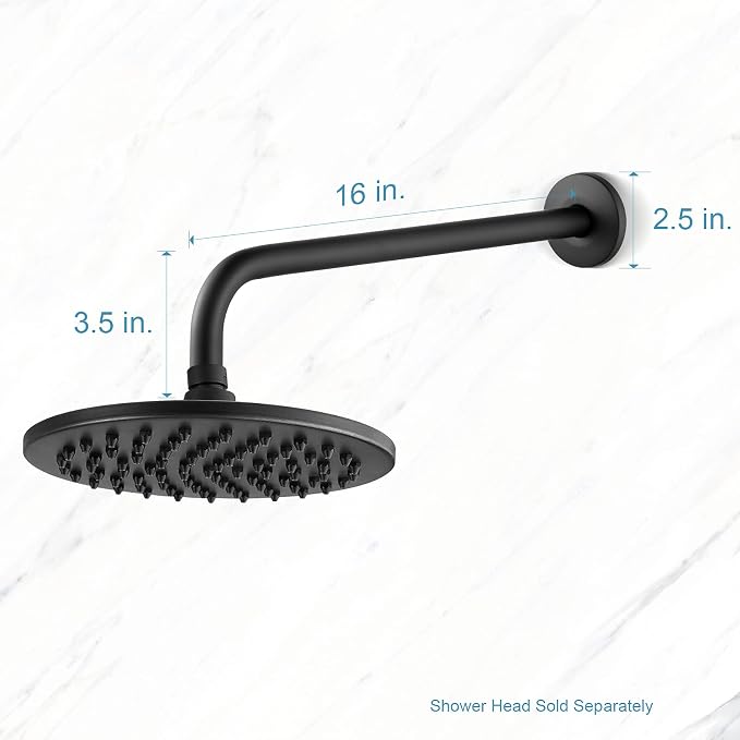 OFFO Shower Arm with Flange, 16 in Wall Mount Replacement Angle Shower Head Arm - Image 5