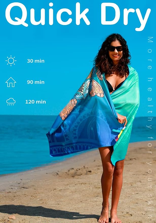 6 Pack Microfiber Lightweight Beach Towel Sand Free Quick Dry Absorbent Thin - Image 5