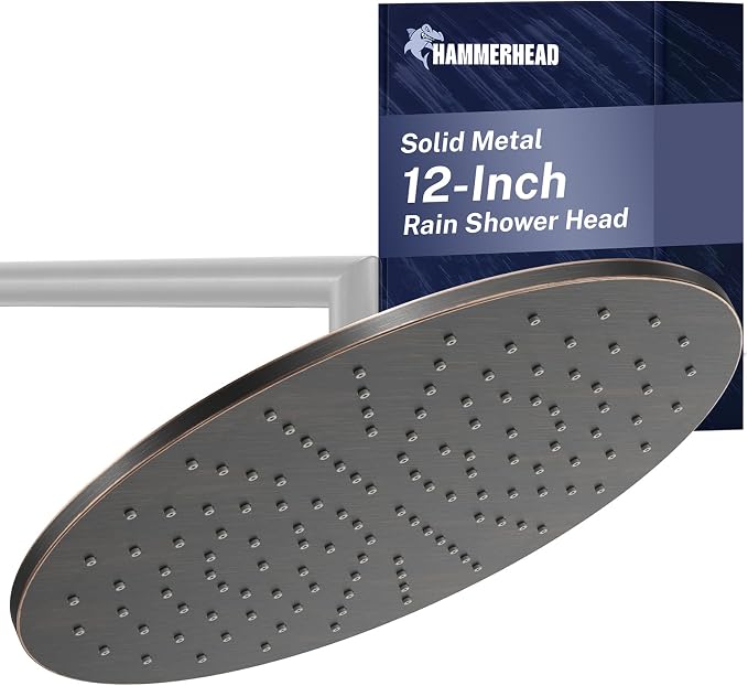 HammerHead Showers® Solid Metal 12 Inch Rainfall Shower Head, Large Rain Shower by HammerHeadShowers