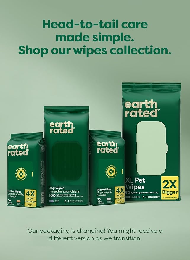 Earth Rated XL Pet Wipes for Dogs & Cats, 3-in-1 Unscented Hypoallergenic - Image 9