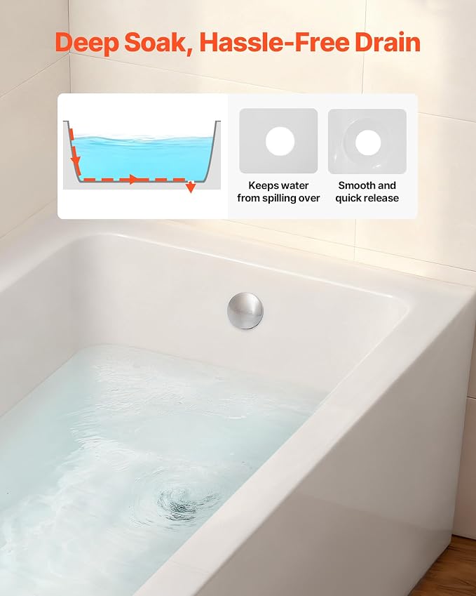 VEVOR Alcove Bathtub, Soaking Bath Tub - Image 6