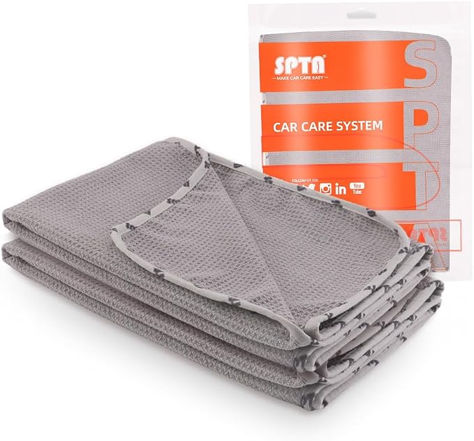SPTA Microfiber Drying Towel, Waffle-Weave Highly Absorbent, Scratch Free by SPTA
