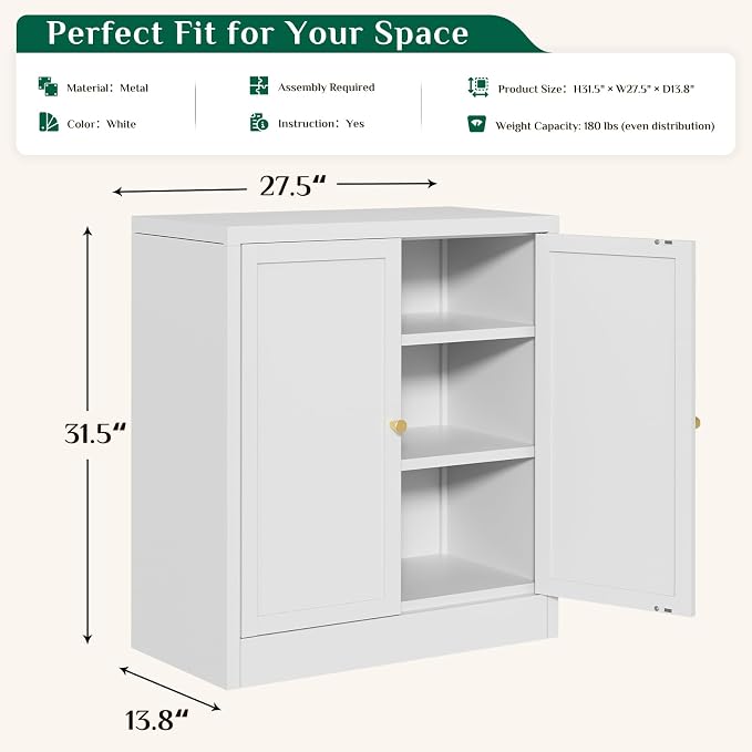 Storage Cabinet, Metal Bathroom Floor Organizers and Storage Cabinets, - Image 2