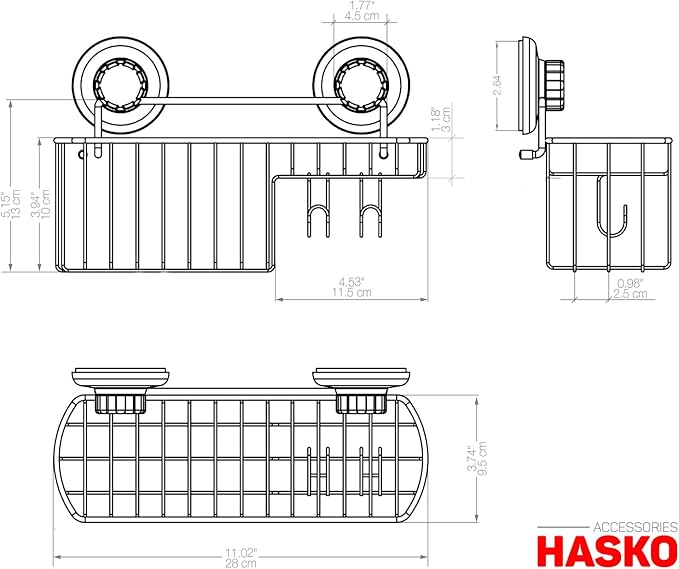 HASKO 2 Pack Shower Caddy Suction Cup - Image 7