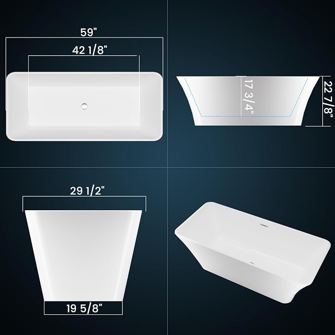 59" Acrylic Freestanding Bathtub - Image 3