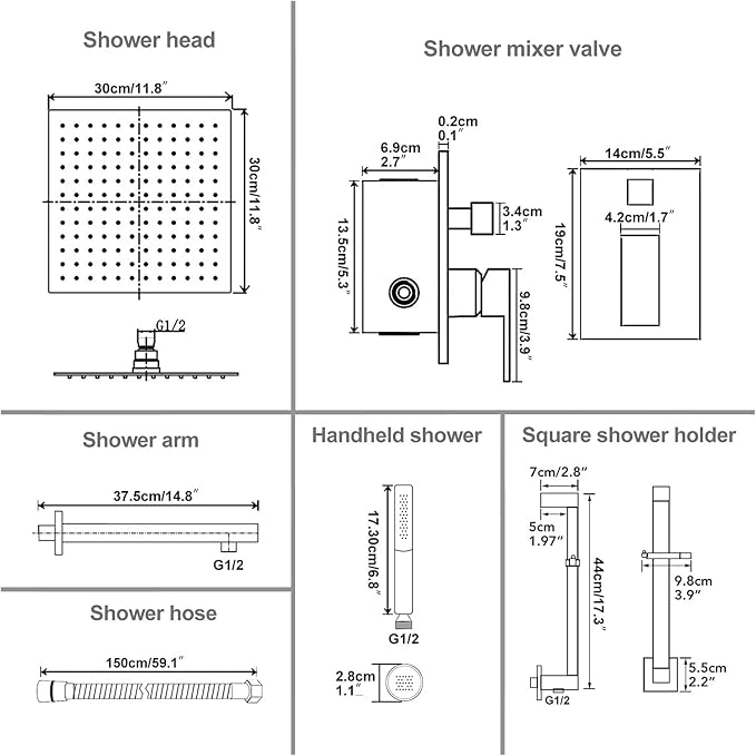 Hoimpro 12 Inch Matte Black Shower System - Image 9