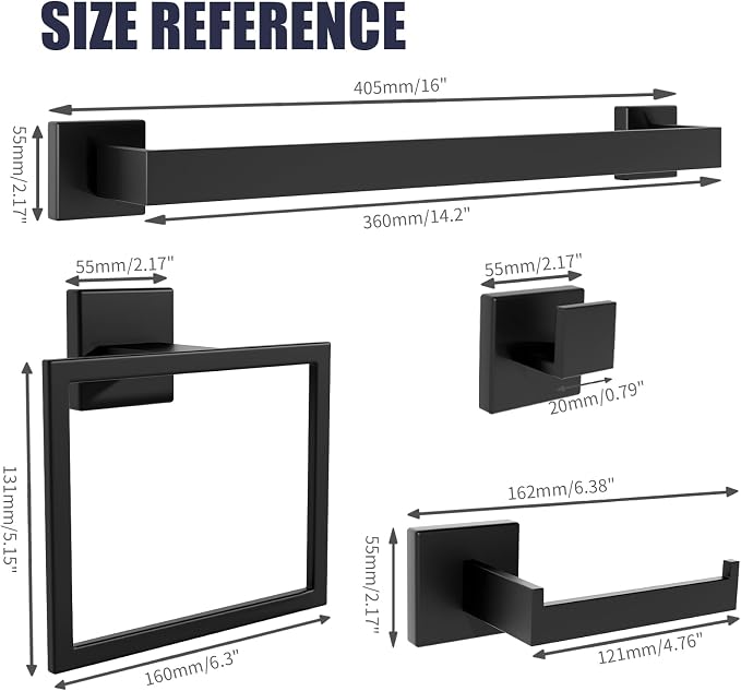 Bathroom Hardware Accessories Set: 10-Pieces Bath Towel Bar Set, Towel Racks - Image 4