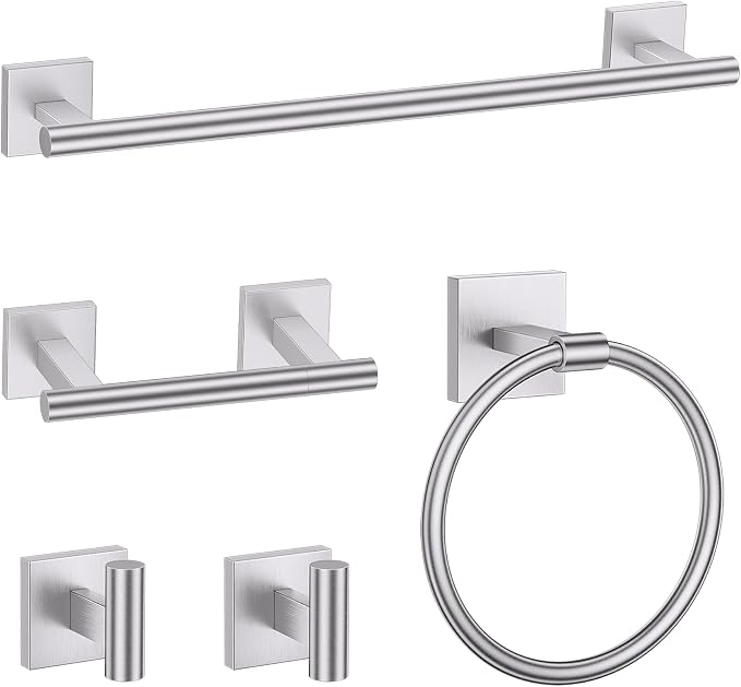 TURS Brushed Nickel 5 Piece Bathroom Hardware Accessories Set, SUS304 Stainless by TURS