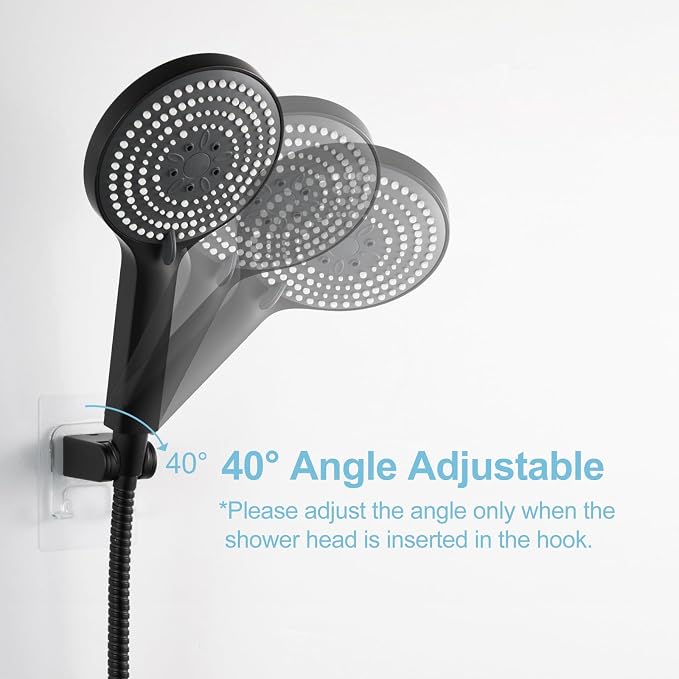 OFFO Shower Head Holder, Strong Adhesive Shower Hooks, 40° Adjustable - Image 4