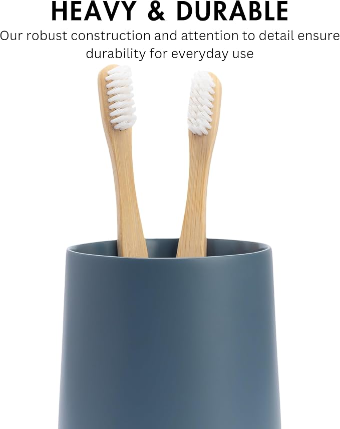 Matte Blue Toothbrush and Toothpaste Holder and Cup - Image 3