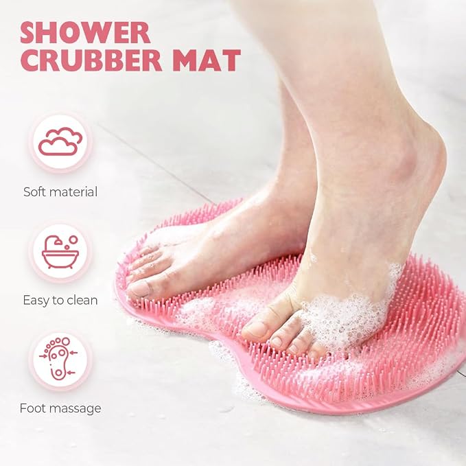Silicone Shower Foot Scrubber Mat, 2025 Upgraded Exfoliating Bath Pad - Image 2