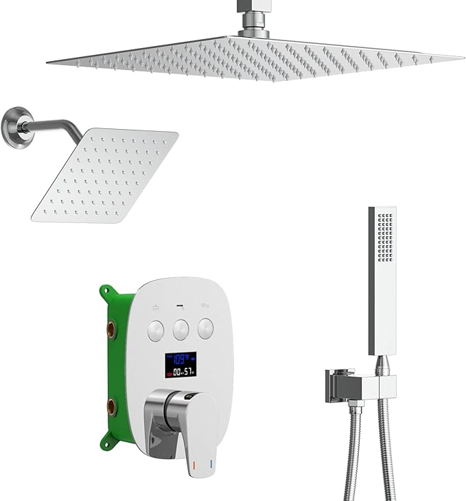 Shower System Chrome Shower Set, Push Button Shower Faucet by KATAIS