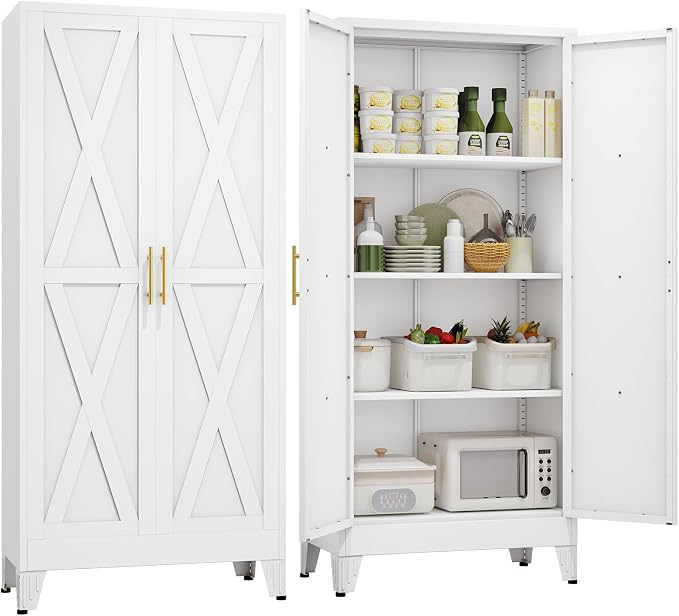 61" H Metal Kitchen Pantry Storage Cabinet, Freestanding Cupboard by Unknown