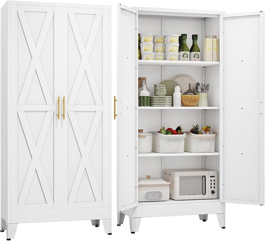 61" H Metal Kitchen Pantry Storage Cabinet, Freestanding Cupboard by Unknown