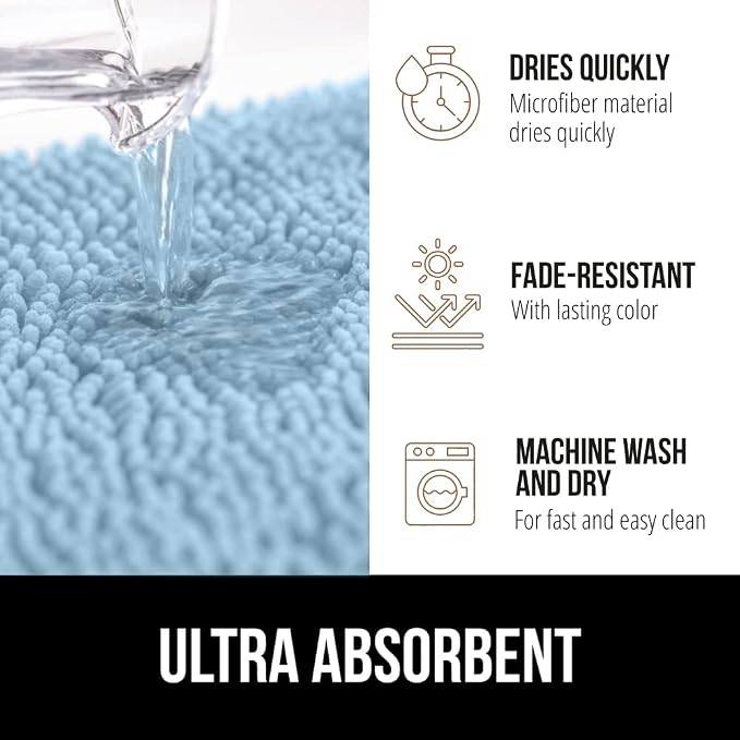 GORILLA GRIP Bath Rug Mat 44x26, Thick Soft Absorbent Chenille, Quick Dry - Image 4