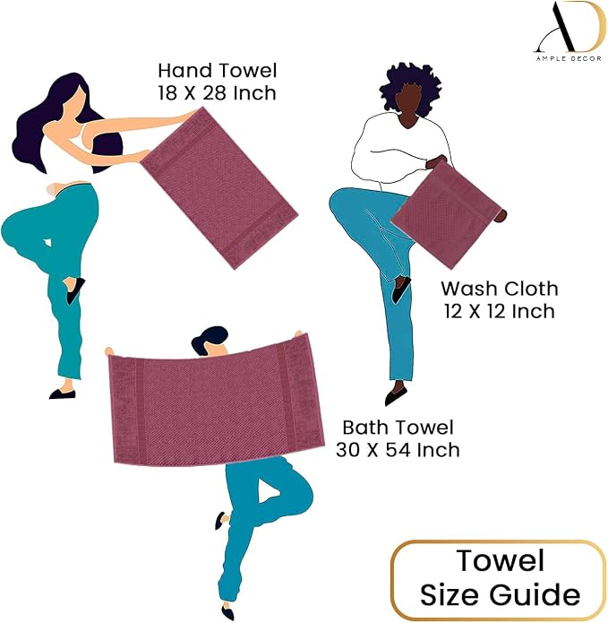 Ample Decor Bathroom Towel Set of 6-2 Bath Towel, 2 Hand Towel, 2 Wash Cloths – - Image 5