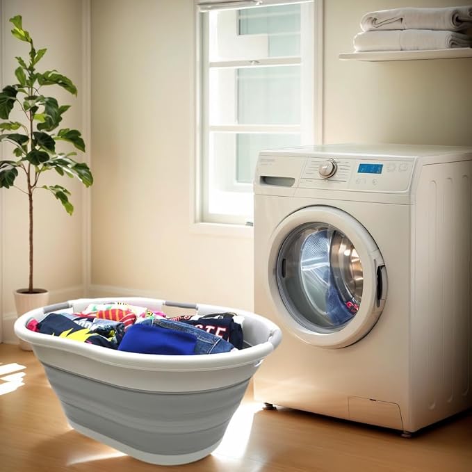 SAMMART 57L Collapsible 3-Handled Plastic Laundry Basket - Image 2