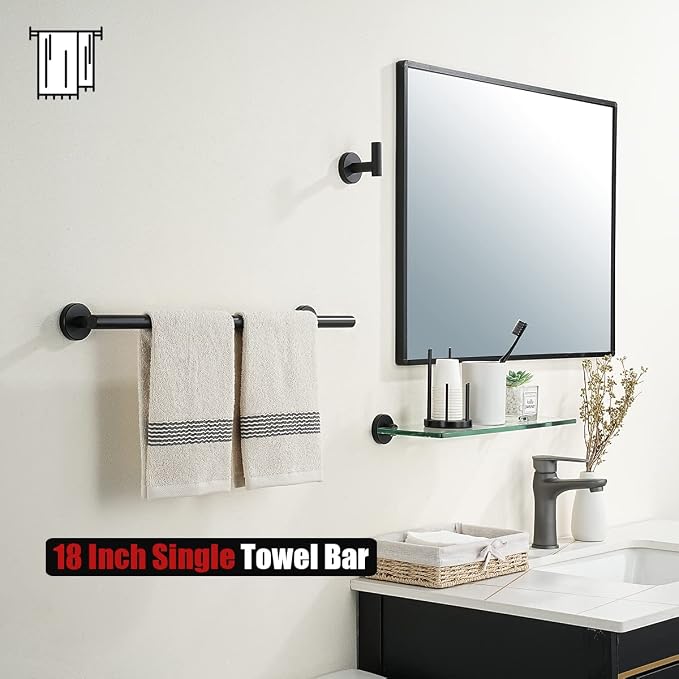 JQK Black Towel Bar, 20.5 Inch 304 Stainless Steel Thicken 0.8mm Towel Rack - Image 5