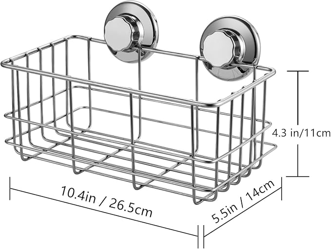 Strong Suction Cups Deep Shower Caddy Bath Shelf Rust-Free Stainless Steel - Image 3