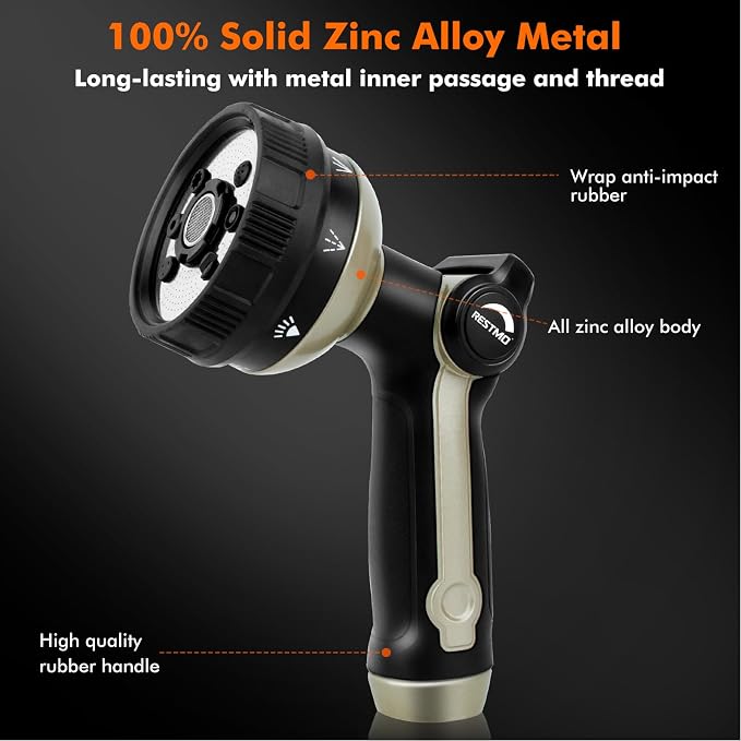 RESTMO Full Shower Hose Nozzle, Metal Spray Nozzle - Image 6