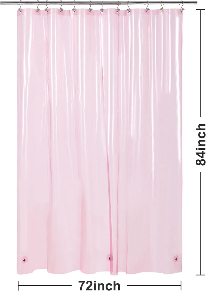 Barossa Design Extra Long Clear Pink Shower Curtain Liner - Image 7