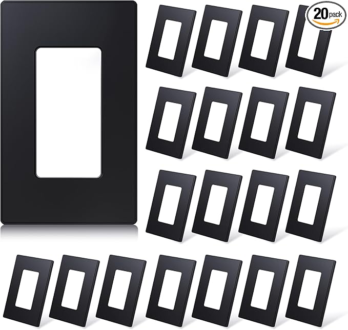 ELEGRP Matte Black 1-Gang Screwless Decorative Wall Plates, Standard Size by ELEGRP%7CELEGROUP