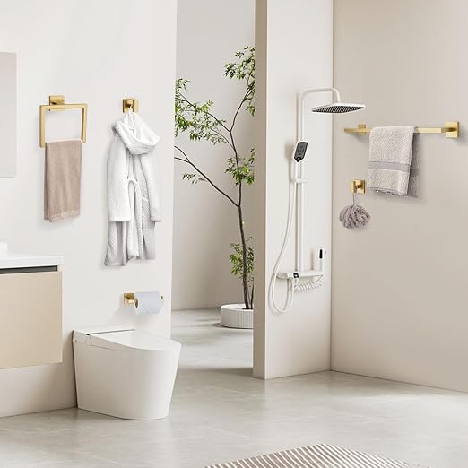 YACVCL Towel Bar Set, 5-Piece Brushed Gold Bathroom Hardware Set, SUS304 - Image 9