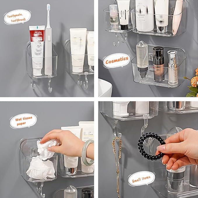 2pcs Adhesive Wall Mount Organizer Box, Acrylic Shelves - Image 5