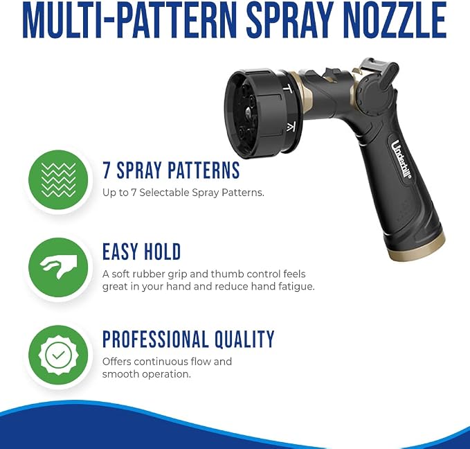 Underhill Pattern Master Gold Series Garden Water Hose Nozzle Sprayer Head - Image 3