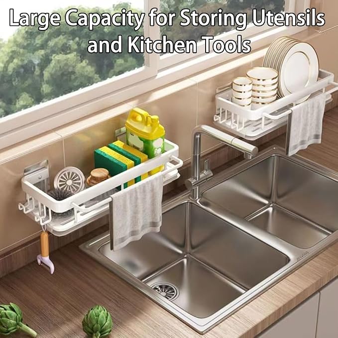 Sponge Holder Kitchen Sink Caddy Organizer Wall Mount Sponge Holder - Image 8