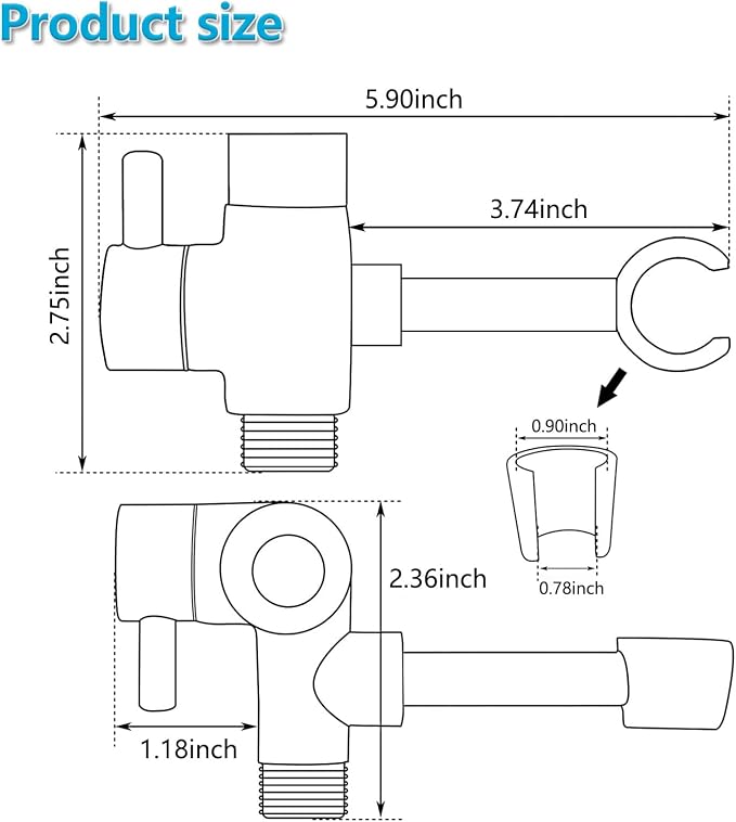 PDPBath Solid Brass Shower Arm 3 Way Shower Diverter Valve - Image 3