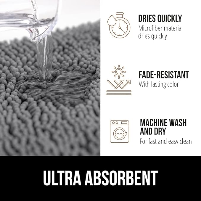 GORILLA GRIP Bath Rug Mat 48x17, Thick Soft Absorbent Chenille, Quick Dry - Image 4