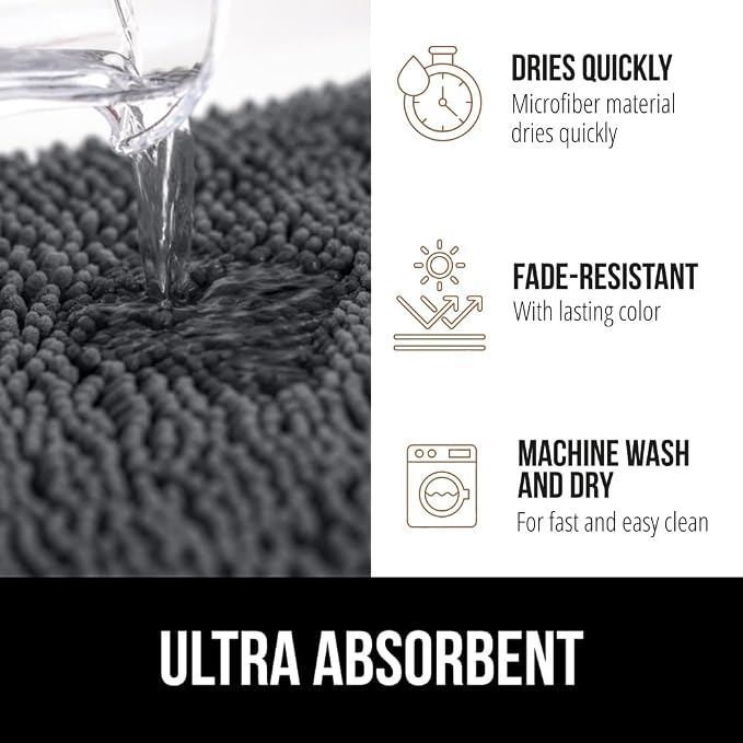 GORILLA GRIP Plush Absorbent Shaggy Chenille Bath Rug Mat - Image 5