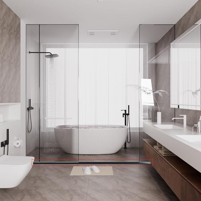 78” Black Shower Threshold Water Dam Stopper - Image 2