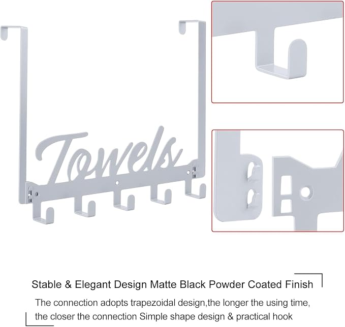2 Pack Over The Door Hooks, Towel Rack - Image 3