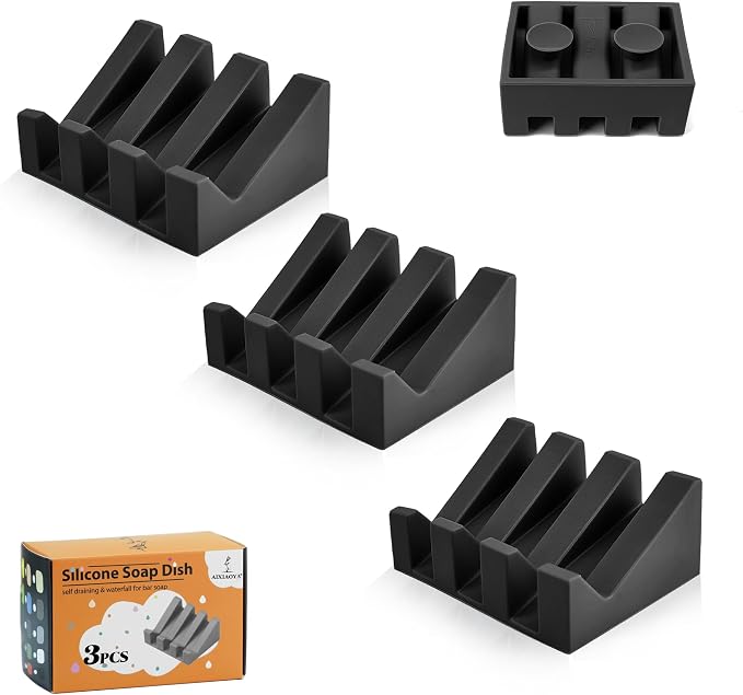 Silicone Soap Dish with Drain, Upgrade Double Suction Cups at The Bottom by AIXIAOYA