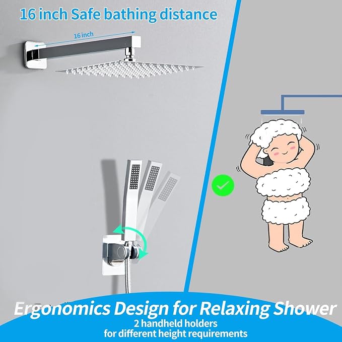 8 Inch Polished Chrome Shower Faucet Set - Image 4
