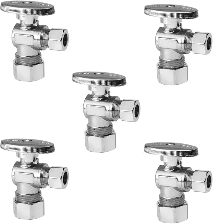 5-Pack EFIELD Angle Stop Valve 1/2" Nominal Compression x 3/8" OD by EFIELDPEXTUBING