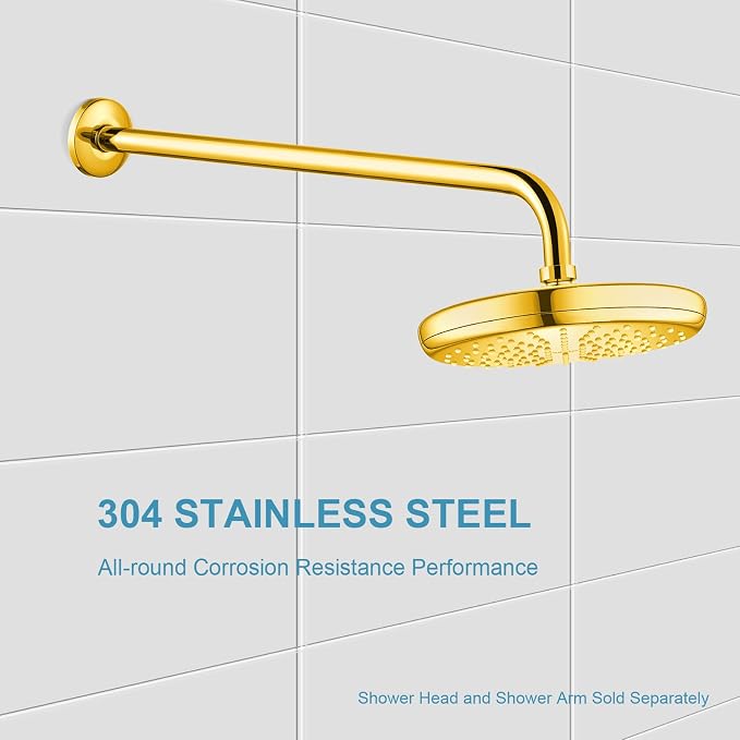 OFFO Shower Arm with Flange, 24 in Bright Gold Wall Mount Replacement Angle - Image 3