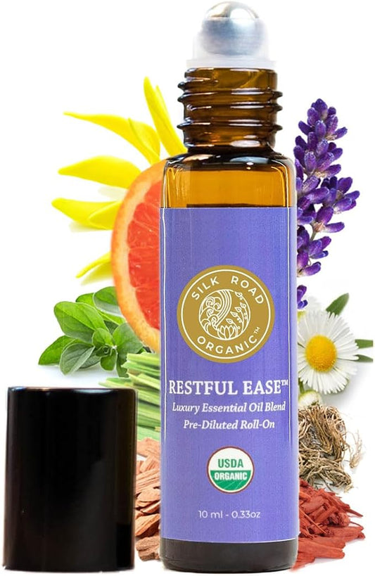 Silk Road Organic Restful Ease Essential Oil Sleep & Stress Blend Roll On by SILKROADORGANIC